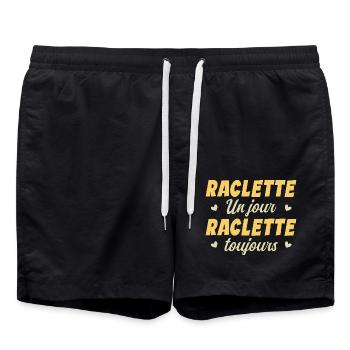 Raclette un jour raclette toujours manger fromage - Short de bain - noir - Devant - AI Model Male 185 light (185cm)