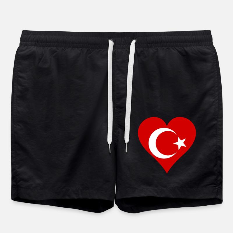 Turkish flag as a heart - Swim Trunks - black