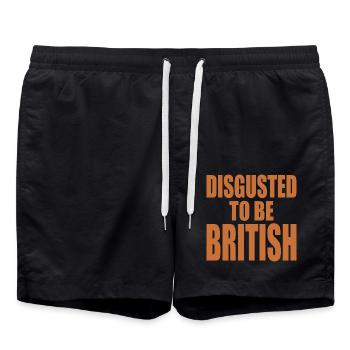disgusted to be british - Swim Trunks - black - Front - AI Model Male 185 light (185cm)