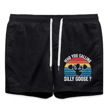 Wen du dumme Gans nennst | Lustiges Gym-Meme - Badeshorts - Schwarz - Vorne - AI Model Male 185 light (185cm)