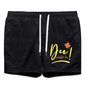 Du schaffst das! - Mut machen - Glücksbringer - Badeshorts - Schwarz - Vorne - AI Model Male 185 light (185cm)