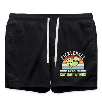 Pickleball Make Me Say Bad Words - Swim Trunks - black - Front - AI Model Male 185 light (185cm)