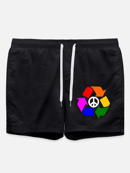 Peace lgbt sign - peace sign - Swim Trunks - black