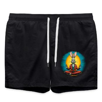 Osterhase Yoga - Badeshorts - Schwarz - Vorne - AI Model Male 185 light (185cm)