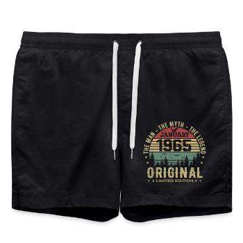 60 Jahre altes Geburtstagsgeschenk, geboren im Januar 1965 - Badeshorts - Schwarz - Vorne - AI Model Male 185 light (185cm)