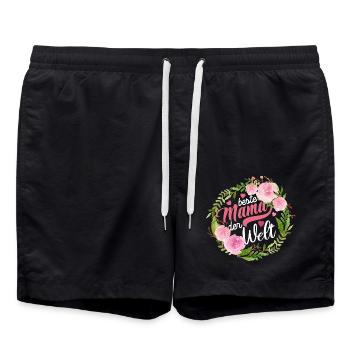 Beste Mama der Welt - Muttertag - Spruch - Badeshorts - Schwarz - Vorne - AI Model Male 185 light (185cm)