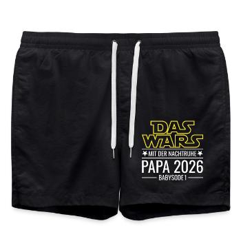 Papa 2026 - Das wars mit der Nachtruhe Babysode 1 - Badeshorts - Schwarz - Vorne - AI Model Male 185 light (185cm)