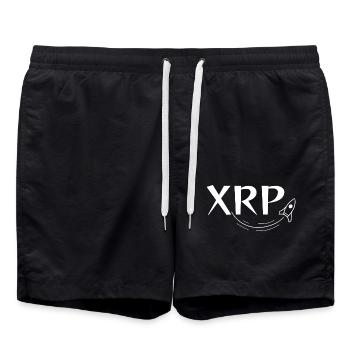 XRP Rocket to the Moon – Ripple Inspired Clothing - Swim Trunks - black - Front - AI Model Male 185 light (185cm)