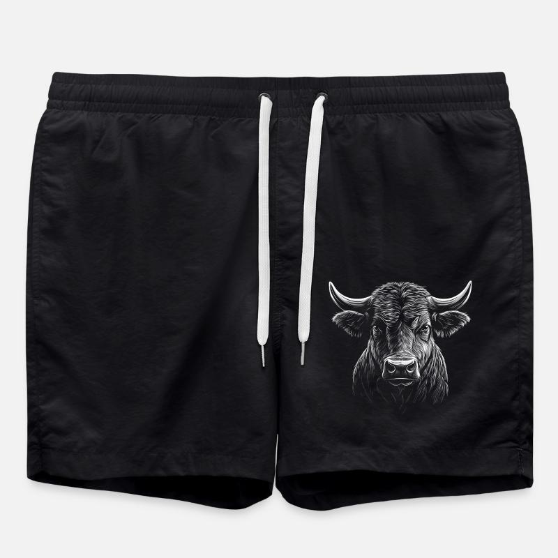 Stier Kopf - Badeshorts - Schwarz