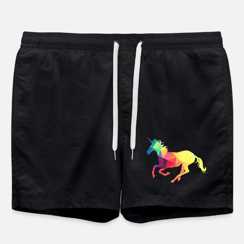 Buntes Einhorn - Badeshorts - Schwarz