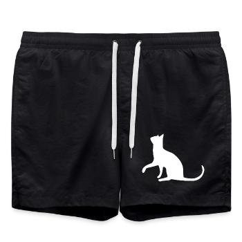 Chat chat chat chat chatte minette minou minou patte - Short de bain - noir - Devant - AI Model Male 185 light (185cm)