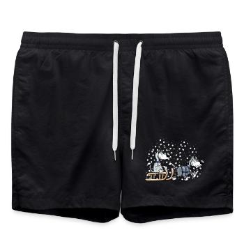 Schlittenhunde im Schnee - Badeshorts - Schwarz - Vorne - AI Model Male 185 light (185cm)