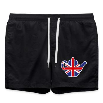 Britisches Vereinigtes Königreich Teekanne Union Jack UK - Badeshorts - Schwarz - Vorne - AI Model Male 185 light (185cm)
