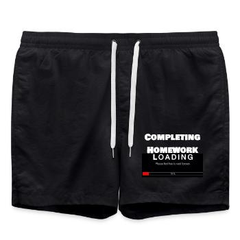 Scrolling Loading Bar University Funny Print - Swim Trunks - black - Front - AI Model Male 185 light (185cm)