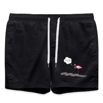 Flamingo with a problem - Swim Trunks - black - Front - AI Model Male 185 light (185cm)