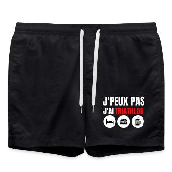 triathlon, triathlon sport, triathlon humour - Short de bain - noir - Devant - AI Model Male 185 light (185cm)
