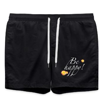 Be happy weiß - Sonja Ariel von Staden - Badeshorts - Schwarz - Vorne - AI Model Male 185 light (185cm)