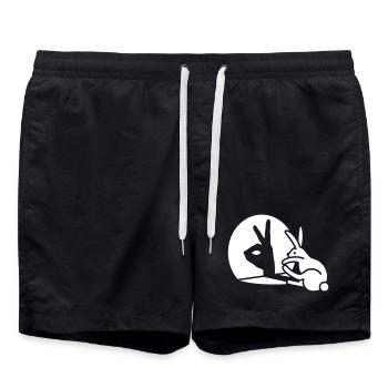 Drôle de lapin Main Ombre Projection Lapin - Short de bain - noir - Devant - AI Model Male 185 light (185cm)