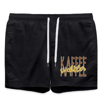 Kaffee Trinken Spruch Koffein Kaffeeliebhaber - Badeshorts - Schwarz - Vorne - AI Model Male 185 light (185cm)