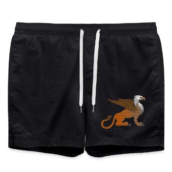 coole fantasiekleidung, Löwenwesen, märchenfigur - Badeshorts - Schwarz - Vorne - AI Model Male 185 light (185cm)