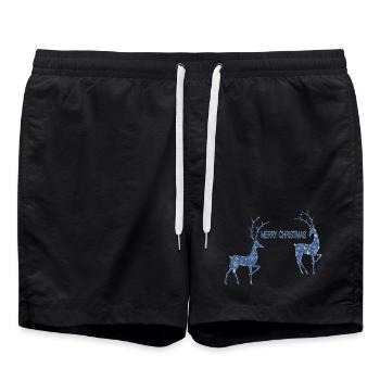 Blue reindeer couple for Christmas - Swim Trunks - black - Front - AI Model Male 185 light (185cm)
