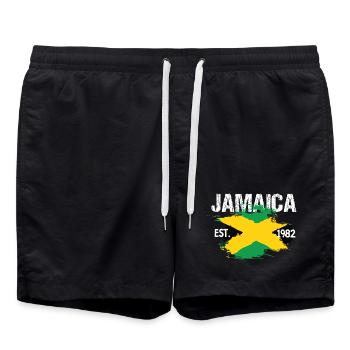 Jamaica Brush Flag Est1982 - Badeshorts - Schwarz - Vorne - AI Model Male 185 light (185cm)
