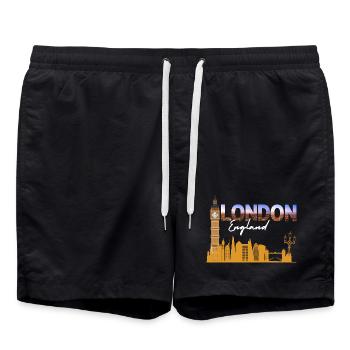 London Skyline Gradient Script - Swim Trunks - black - Front - AI Model Male 185 light (185cm)