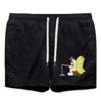 Schmetterling Angler Angelrute Angeln - Badeshorts - Schwarz - Vorne - AI Model Male 185 light (185cm)