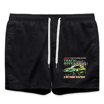 Voie Rapide Verte: Voiture Flamboyante - Short de bain - noir - Devant - AI Model Male 185 light (185cm)