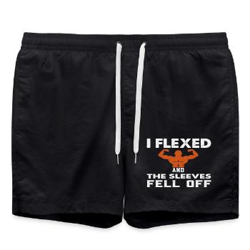 Muskulöse Panzerung durch Flex Humor - Badeshorts - Schwarz - Vorne - AI Model Male 185 light (185cm)