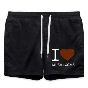 I LOVE MUSHROOMS - Badeshorts - Schwarz - Vorne - AI Model Male 185 light (185cm)