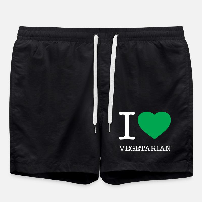 I LOVE VEGETARIAN - Badeshorts - Schwarz