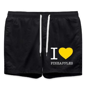 I LOVE PINEAPPLES - Badeshorts - Schwarz - Vorne - AI Model Male 185 light (185cm)