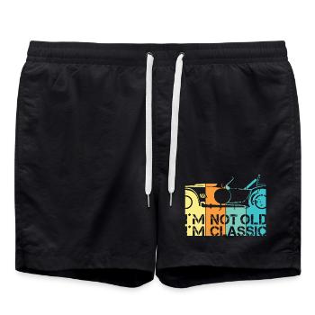 lustige Sprüche Alter Klassiker Auto Oldtimer Logo - Badeshorts - Schwarz - Vorne - AI Model Male 185 light (185cm)