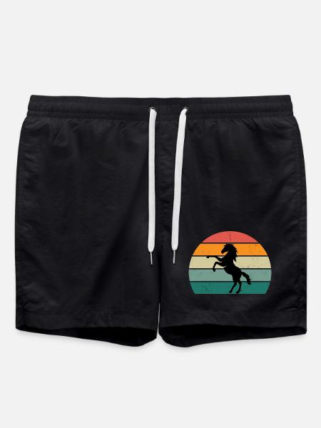 Retro-Pferde-Silhouette-Design - Badeshorts - Schwarz