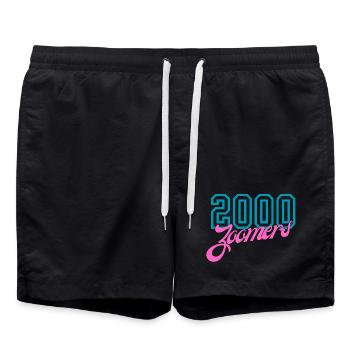 2000 Zoomers Sommer Nostalgie Typografie - Badeshorts - Schwarz - Vorne - AI Model Male 185 light (185cm)
