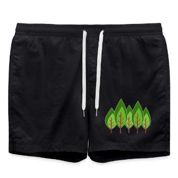 Trees Minimalist, - Swim Trunks - black - Front - AI Model Male 185 light (185cm)