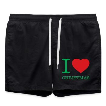 I LOVE CHRISTMAS Weihnachten - Swim Trunks - black - Front - AI Model Male 185 light (185cm)