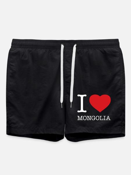 I LOVE MONGOLIA - Swim Trunks - black