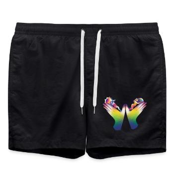 Rainbow Hands of Care - Swim Trunks - black - Front - AI Model Male 185 light (185cm)