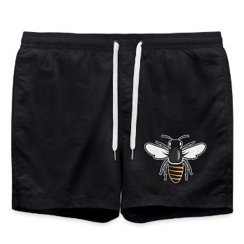Stilisierte Biene - Insektenmotiv im Patch-Stil - Badeshorts - Schwarz - Vorne - AI Model Male 185 light (185cm)