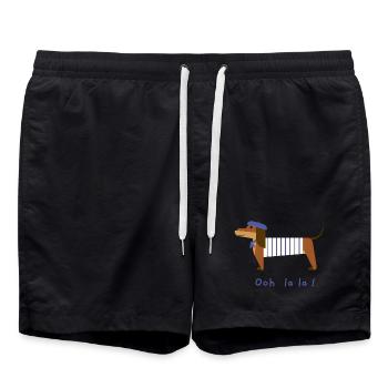 Dackel Ooh la la - Badeshorts - Schwarz - Vorne - AI Model Male 185 light (185cm)