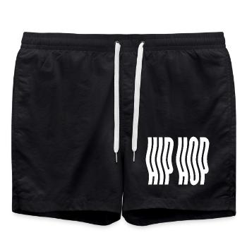 Logo ondulé liquide Hip Hop - Short de bain - noir - Devant - AI Model Male 185 light (185cm)