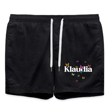Beautiful girl's name Klaudia with butterflies - Swim Trunks - black - Front - AI Model Male 185 light (185cm)