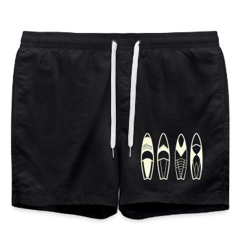 Minimalistische abstrakte Surfbretter - Badeshorts - Schwarz - Vorne - AI Model Male 185 light (185cm)