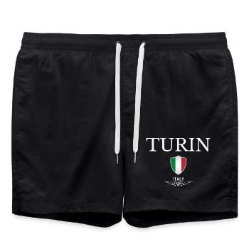 Turin, Italie, souvenir du Torino - Short de bain - noir - Devant - AI Model Male 185 light (185cm)