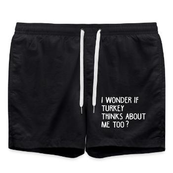 Je me demande si la Turquie ne pense pas à moi trop drôle - Short de bain - noir - Devant - AI Model Male 185 light (185cm)