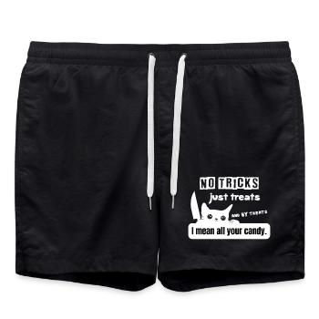 Pas d’astuces, juste des friandises pour chat Halloween - Short de bain - noir - Devant - AI Model Male 185 light (185cm)