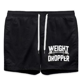 Weight Dropper – Gym Hantel Kraftsport - Badeshorts - Schwarz - Vorne - AI Model Male 185 light (185cm)