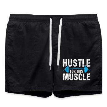 Bodybuilding Fitness Vintage Gym Athleten Workout - Badeshorts - Schwarz - Vorne - AI Model Male 185 light (185cm)